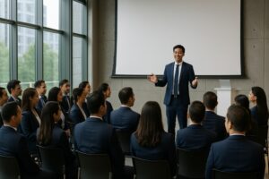 Corporate presentation with Singaporean professionals