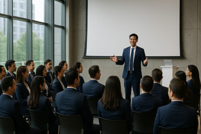 Corporate presentation with Singaporean professionals