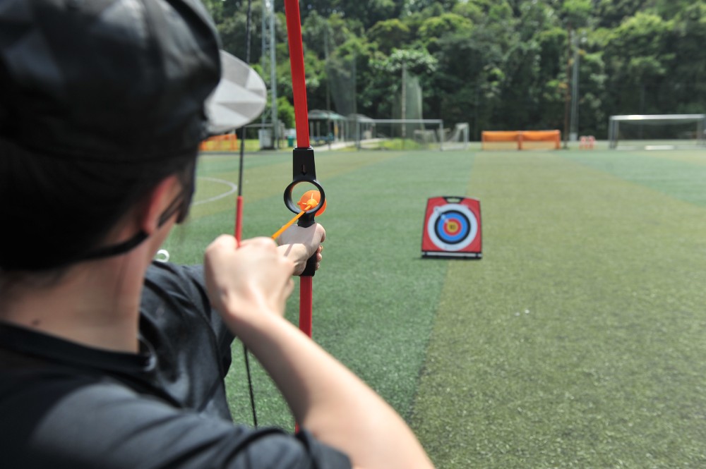 Outdoor archery activity during team building