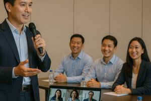 Hybrid event with in-person and virtual attendees
