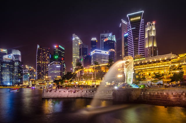 Singapore skyline with Merlion